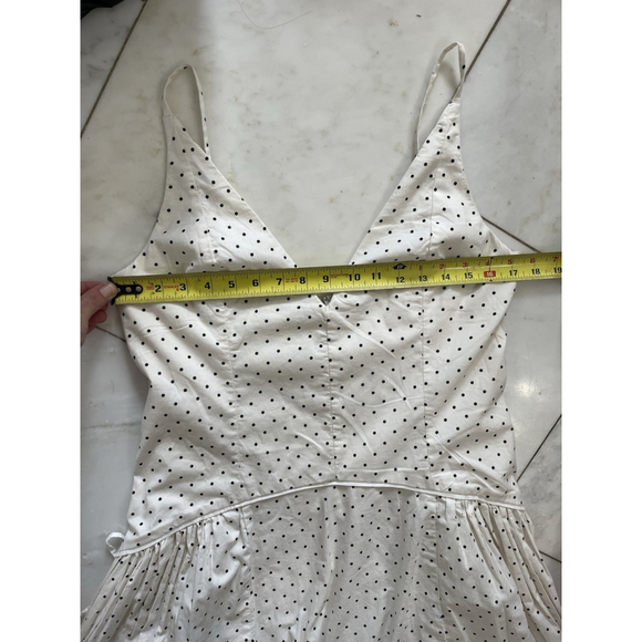 NWT Free People Ivory Polka Dot Corset High-Low Drop-Waist Midi Dress Size Large - Picture 4 of 10